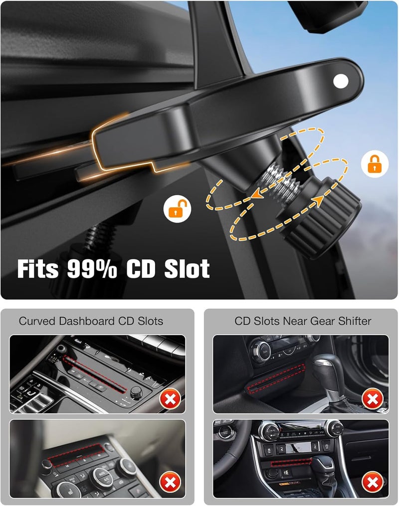 iGoevo CD Slot Mount for CarPlay Screen 360° Rotation Tool-Free Installation Sturdy and Secure Compatible with in-Car Monitors CD Slot CarPlay Mount - Image 5
